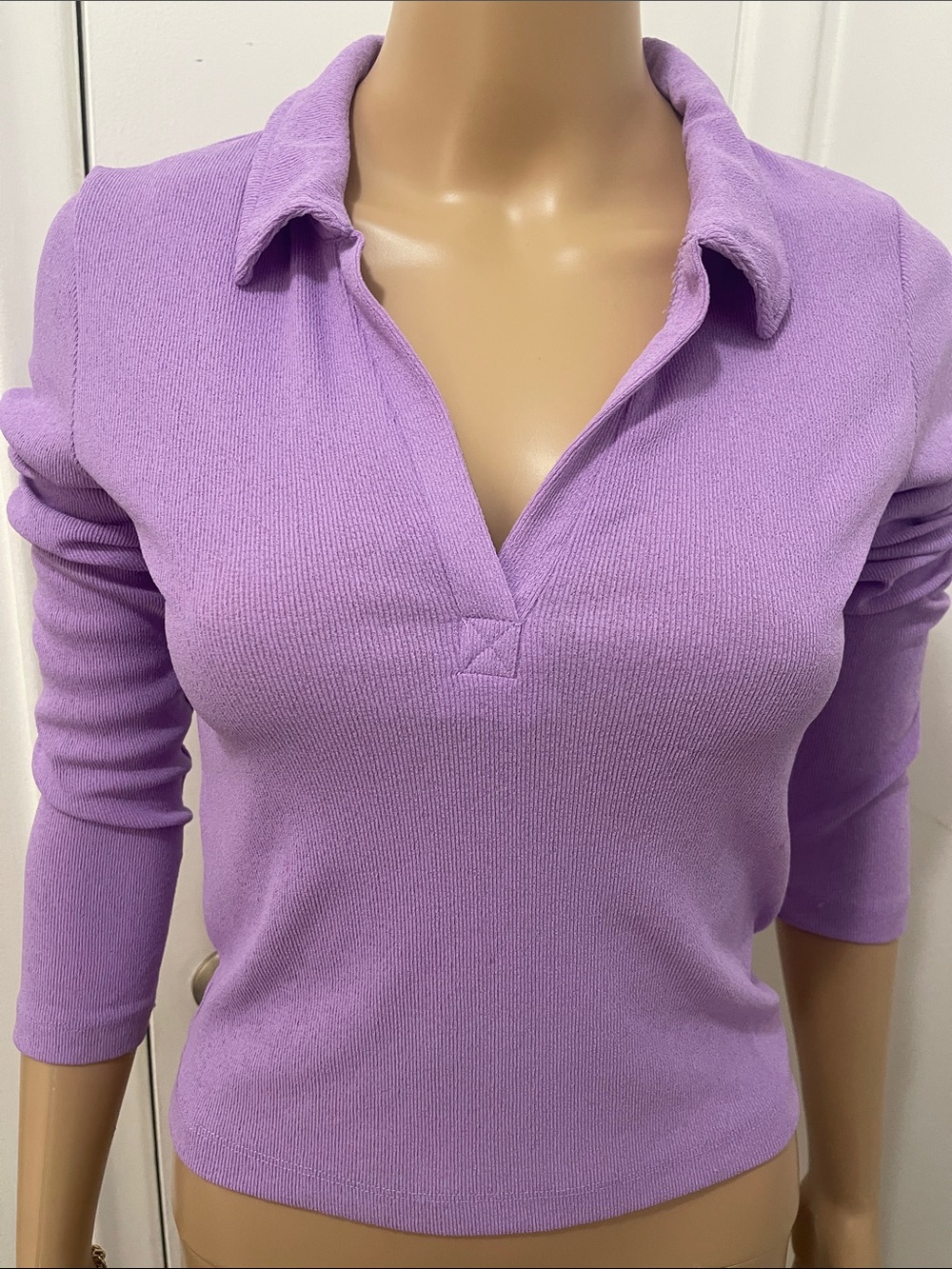 ASOS Lilac Collared V-Neck Knit Top